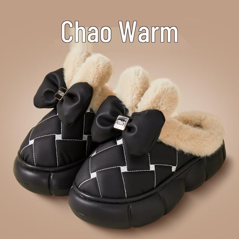 

Уютные плюшевые комнатные тапочки с кроличьими ушками, нескользящие, для осени/зимы 36-37 чёрный