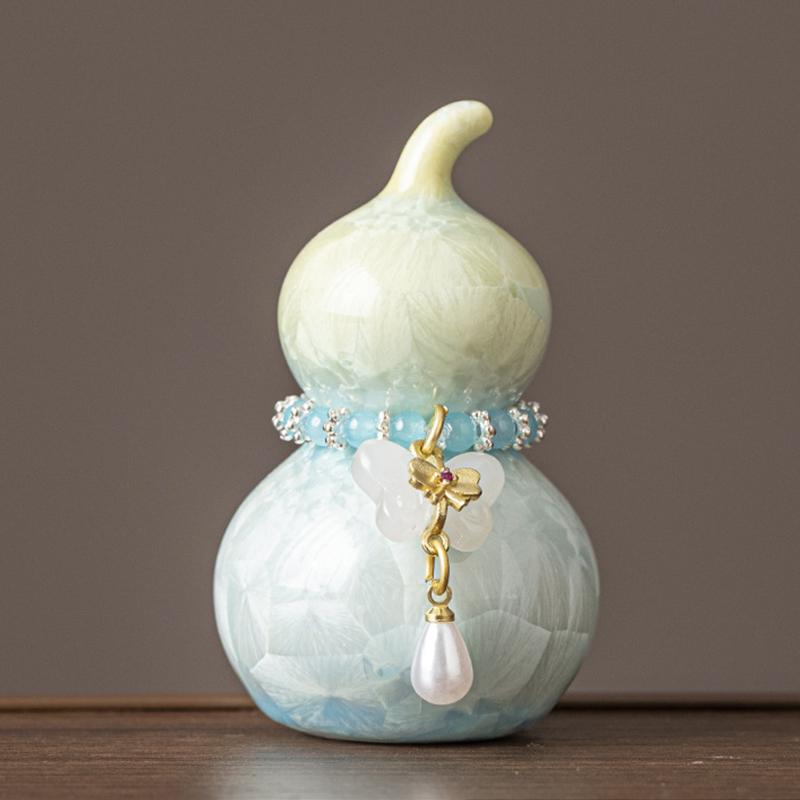 Crystal Glazed Mini Gourd Colorful Fortune Home Decorations Tea Playing Ornament Gift Chinese Style Tea Ceremony Accessories