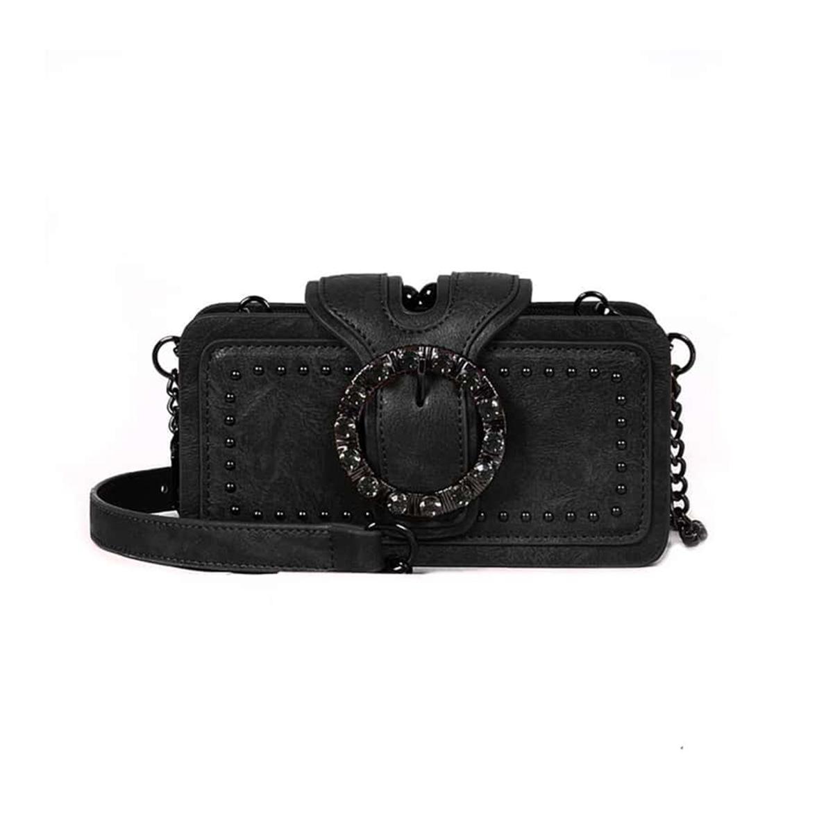 

New trendy fashion small bag retro chain small square bag Korean version single messenger bag multi-pocket locomotive bag чёрный