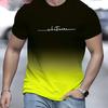 Men's 3D Gradient Print T-Shirt - Casual Short Sleeve, Breathable Polyester Blend, Machine Washable - Perfect for Summer Outdoor Activities
