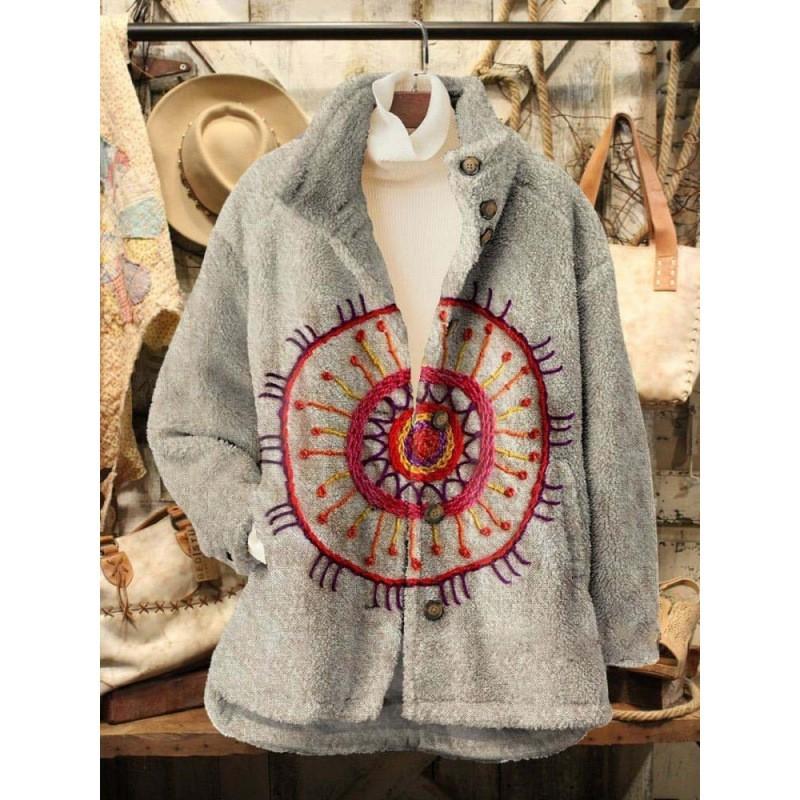 Womens Stand-Up Collar Fleece Sweatshirt With 3D Digital Floral Print Casual Long Sleeve Top Fall 2025