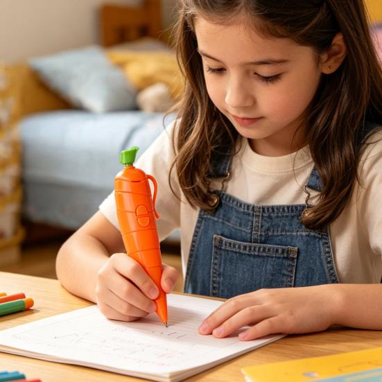 Carrot Shape Voice Recorder Pen with 60-Second Recording Cute Ballpoint for Students Teachers Funny Gift for Classroom Office