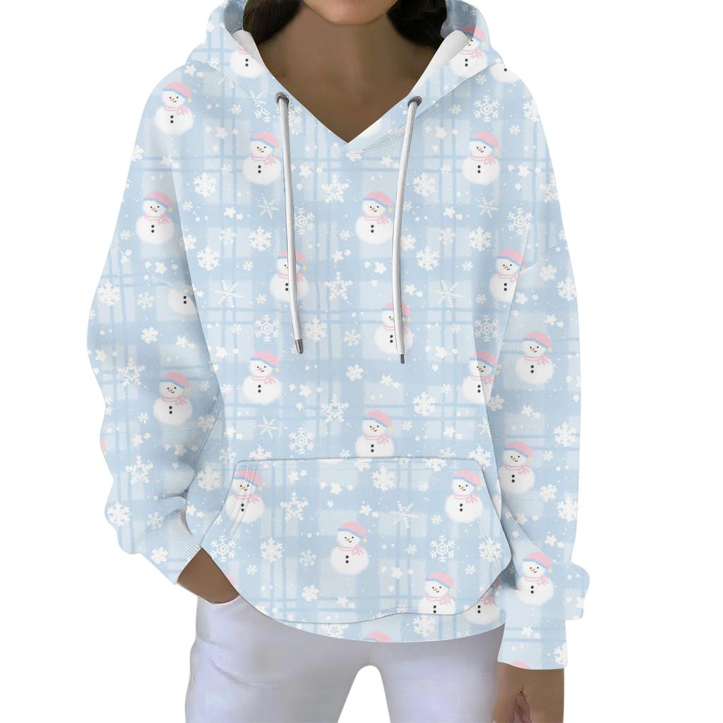 Christmas Hoodies For Women Funny Cute Printed Holiday Sweatshirt Winter Oversized Pullover Tops