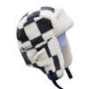 Women Windproof Russian Trapper Hat Check Winter Sherpa Ear Flap Skiing Cap Warm