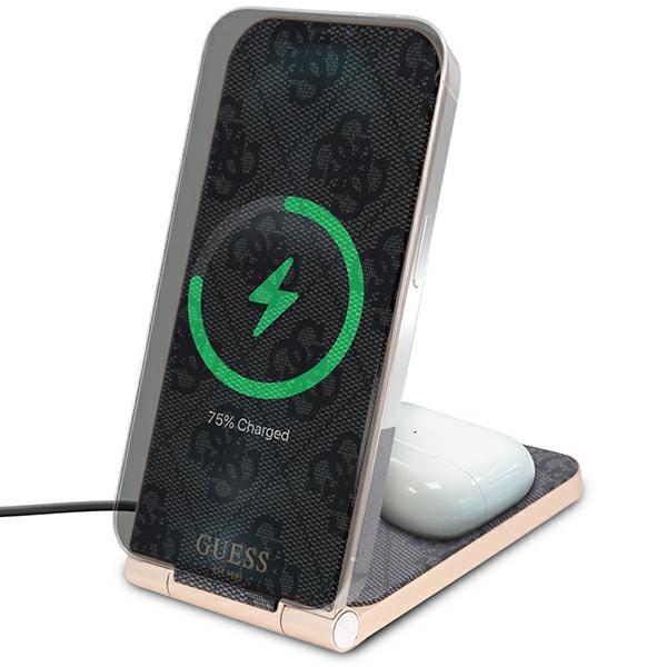 15W Guess MagSafe Foldable Wireless Charger Black 4G Pattern