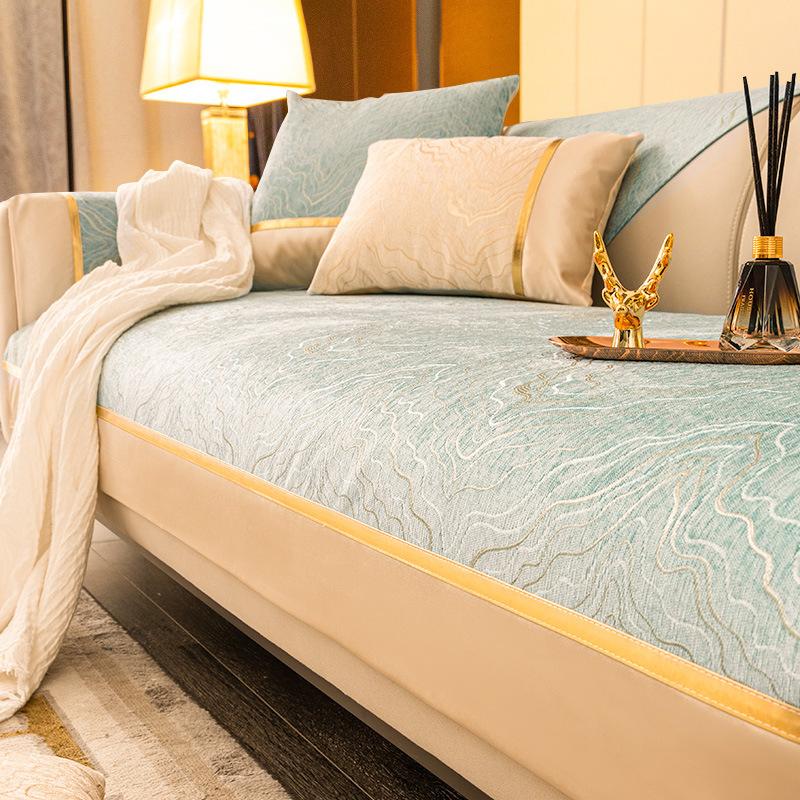 Light Luxury Non-Slip Sofa Cushion, Simple Modern Sofa Cover, High-End Chenille Four-Season Universal Seat Cushion Cover