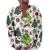 Women's Fashion Christmas Printed Long Sleeve Knitted Cardigan Button Down Jacket