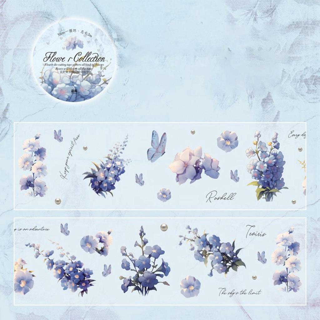 Die-cut Tape Flower Field Series Light Retro Flower Planner Phone Case Decorative.