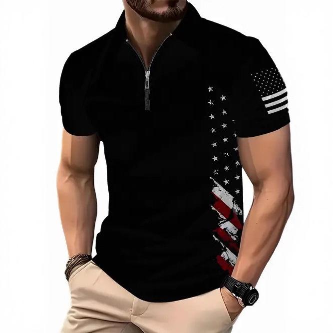 Cross-border 2025 New Amazon European and American Fashion Trends Casual Versatile Short-sleeved Button POLO Shirt 3D Printing