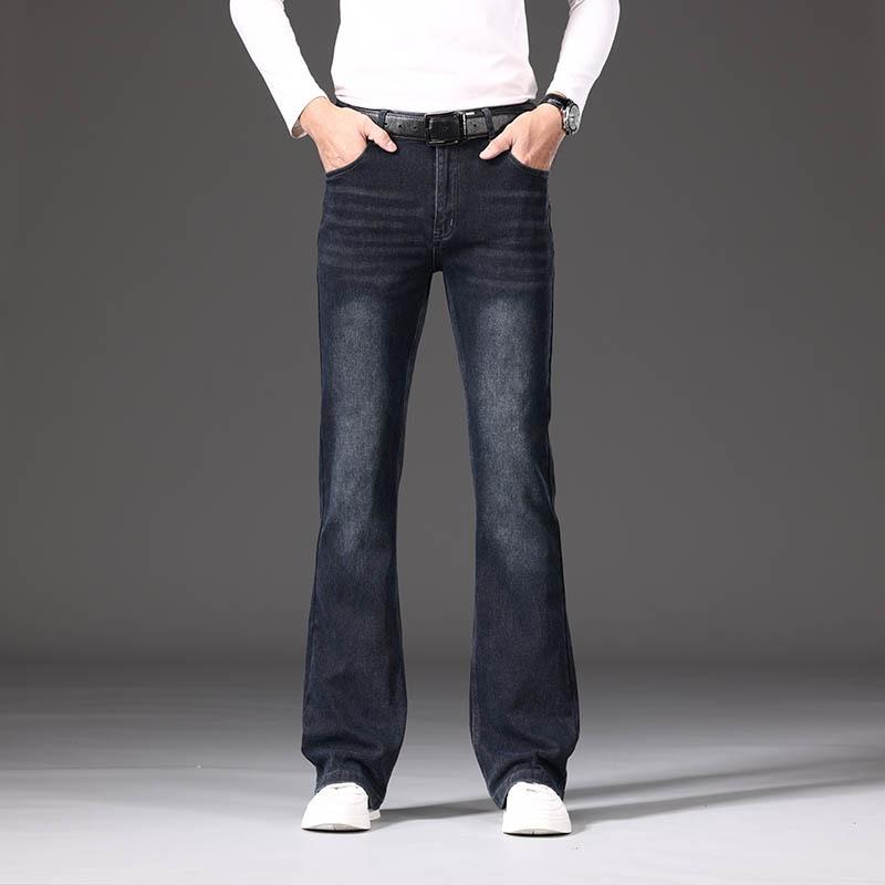 

Мужские расклешенные джинсы Мужские джинсы из эластичного денима с завышенной талией, свободные, утолщенные, расклешенные 38 темно-синий