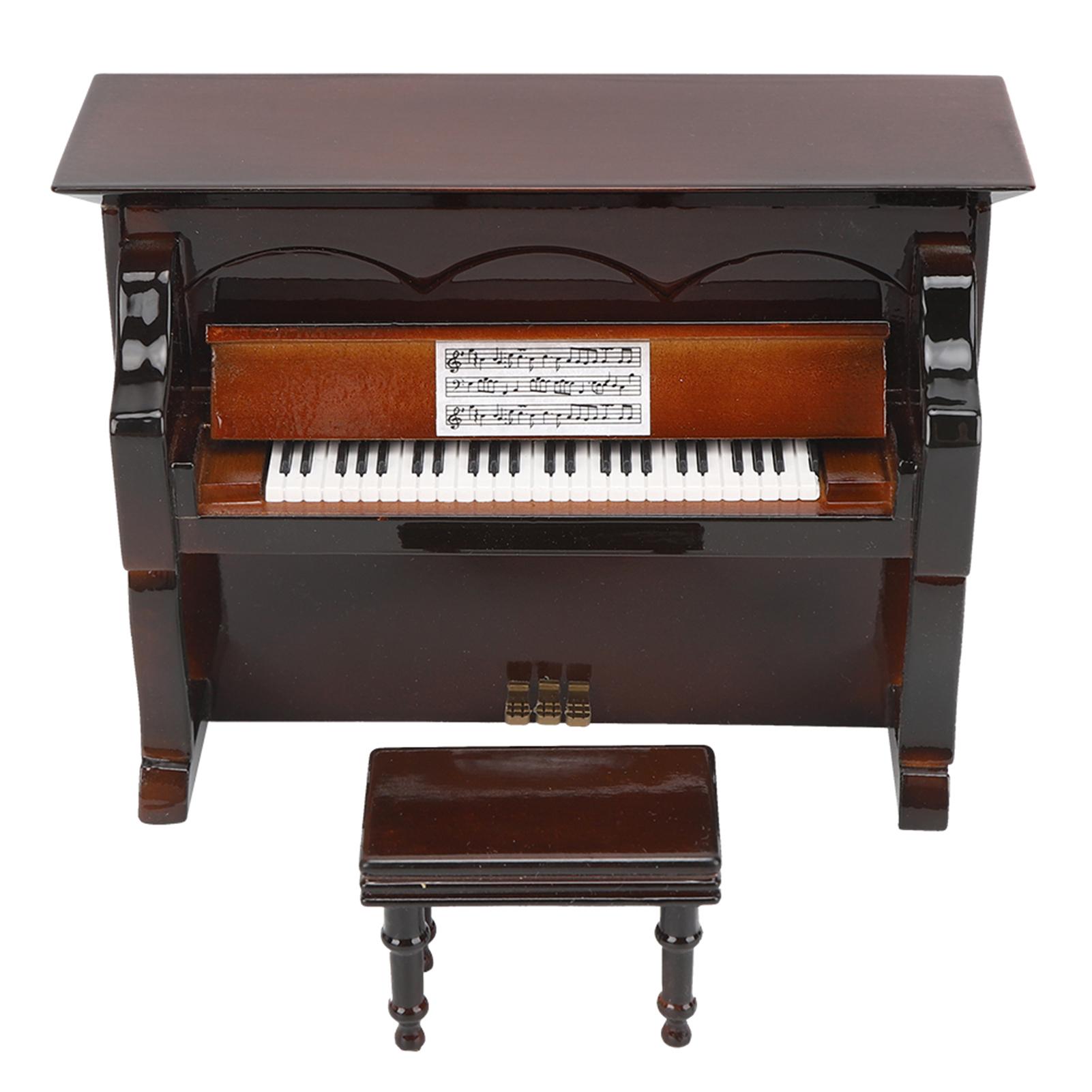 

Деревянное миниатюрное пианино, мини-музыкальный инструмент, модель, детский подарок, домашний декор, коричневый кофейный