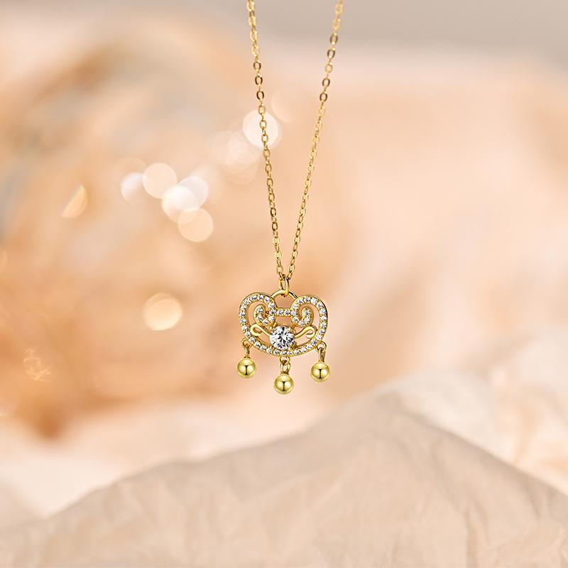 Colier Zircon Lacăt Ruyi, Lux Lejer, Calitate Superioară, Stil Chinezesc, Lanț Claviculă Chinezesc Nou, Femeie