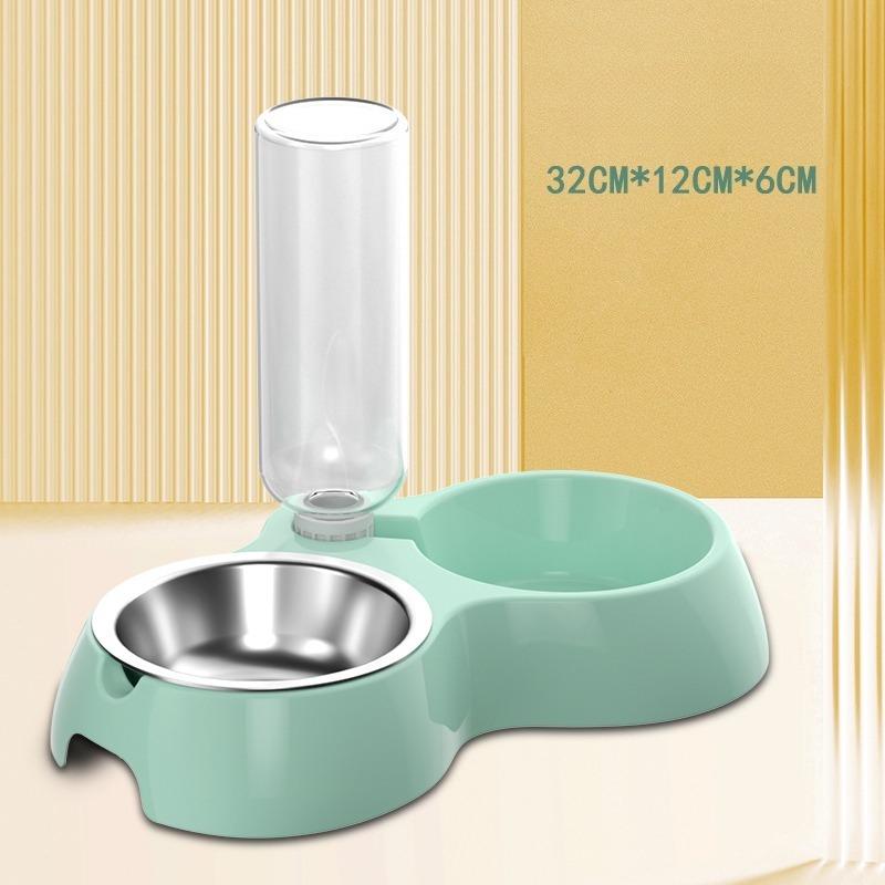 

Миска для еды, Миска для корма для собак, Разделение сухого и влажного корма, Двойная миска для еды и воды с защитой от проливания, Кошачья миска для риса, Автоматическая поилка, Собачья миска большой емкости зелёный