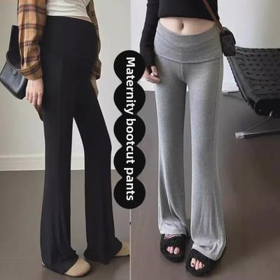 Maternity Flare Pants for Autumn/Winter - Thick, Comfortable, Belly Support, Casual, Plus Size