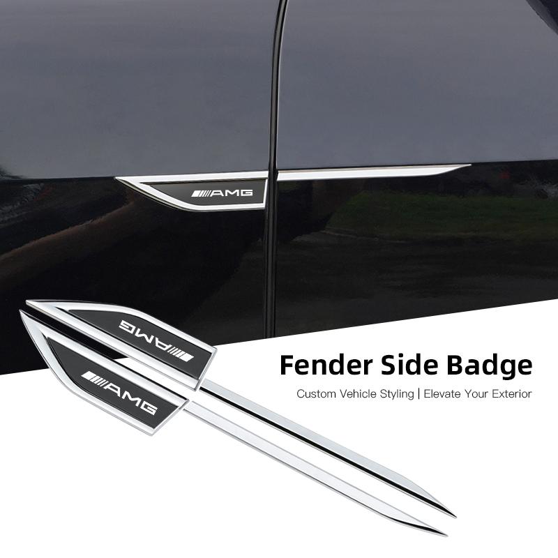 2Pcs Metal Car Sticker Benz Emblem Fender Blade Styling Badge Decal For Benz AMG W206 W220 Sprinter W169 W222 GLB EQB Class A180