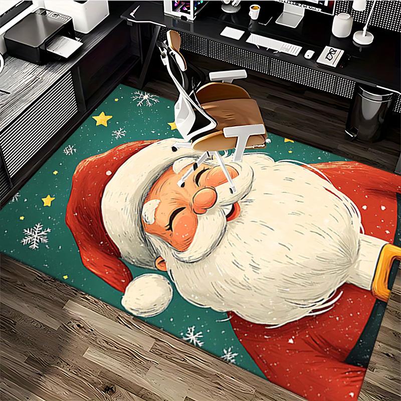 Christmas Santa Claus Chair Mat - Anime Cartoon Design, Non-Slip Carpet for Office, Home Decor, Living Room, Bedroom, Game Room & Dormitory.R078