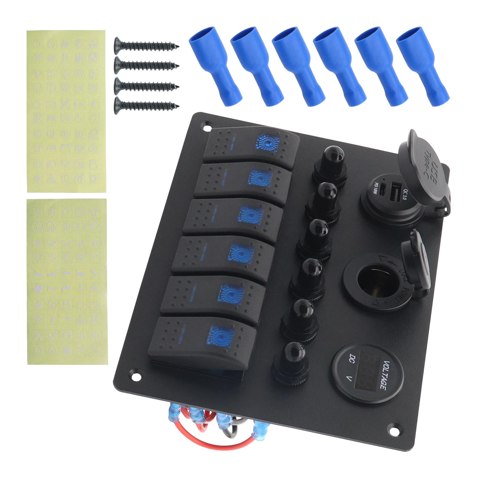 

Панель морских переключателей 6-клавишная панель переключателей ВКЛ ВЫКЛ Панель переключателей вольтметра Панель переключателей