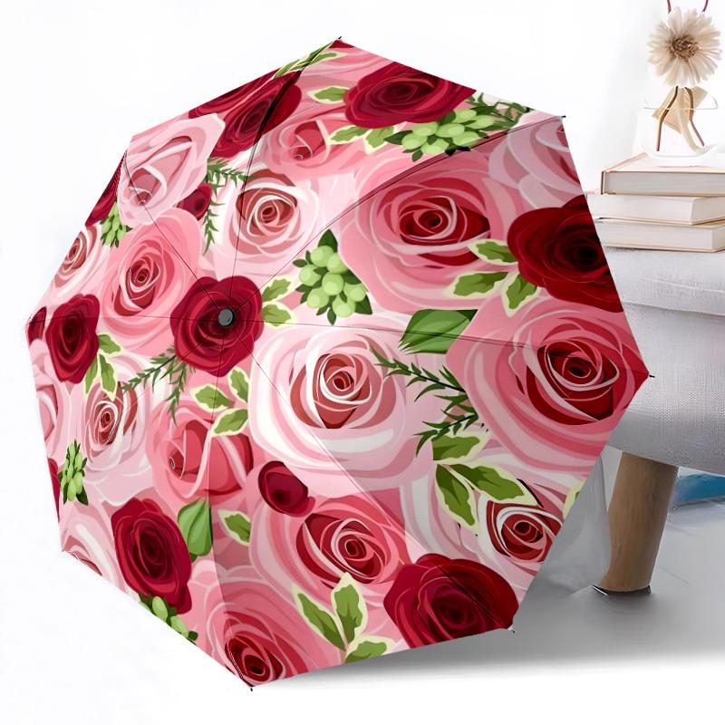 Floral Fantasy Garden Compact Travel Automatic Umbrella Compact 8-Rib weight weight Perfect for Outdoor Adventures Fashion Lovers