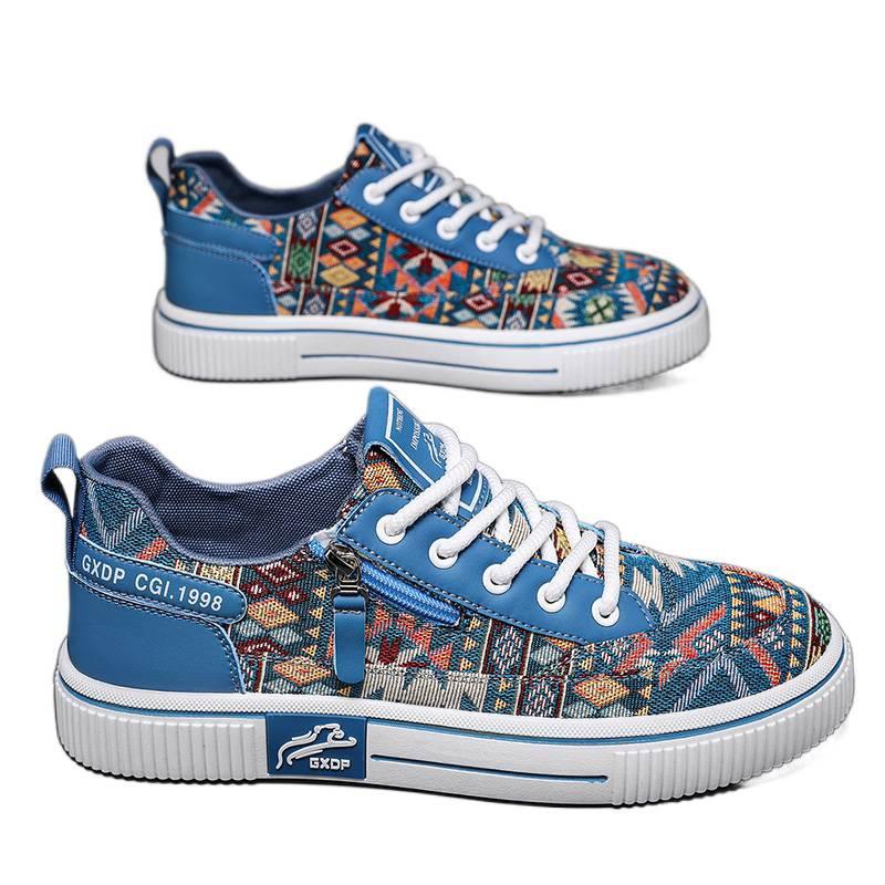 Canvas autumn breathable niche design casual board shoes lightweight soft sole sports printed cloth shoes