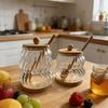 High Borosilicate Glass Jar Shatterproof Temperature Resistant Honeys Container Wood Stirring Stick and Lid for Kitchen