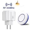 433MHz RF უსადენო დისტანციური მართვა 220V 110V სარელეო მიმღები ჭკვიანი სოკეტი ელექტრო შტეფსელი ელექტრო როზეტები ნათურისთვის სახლისთვის