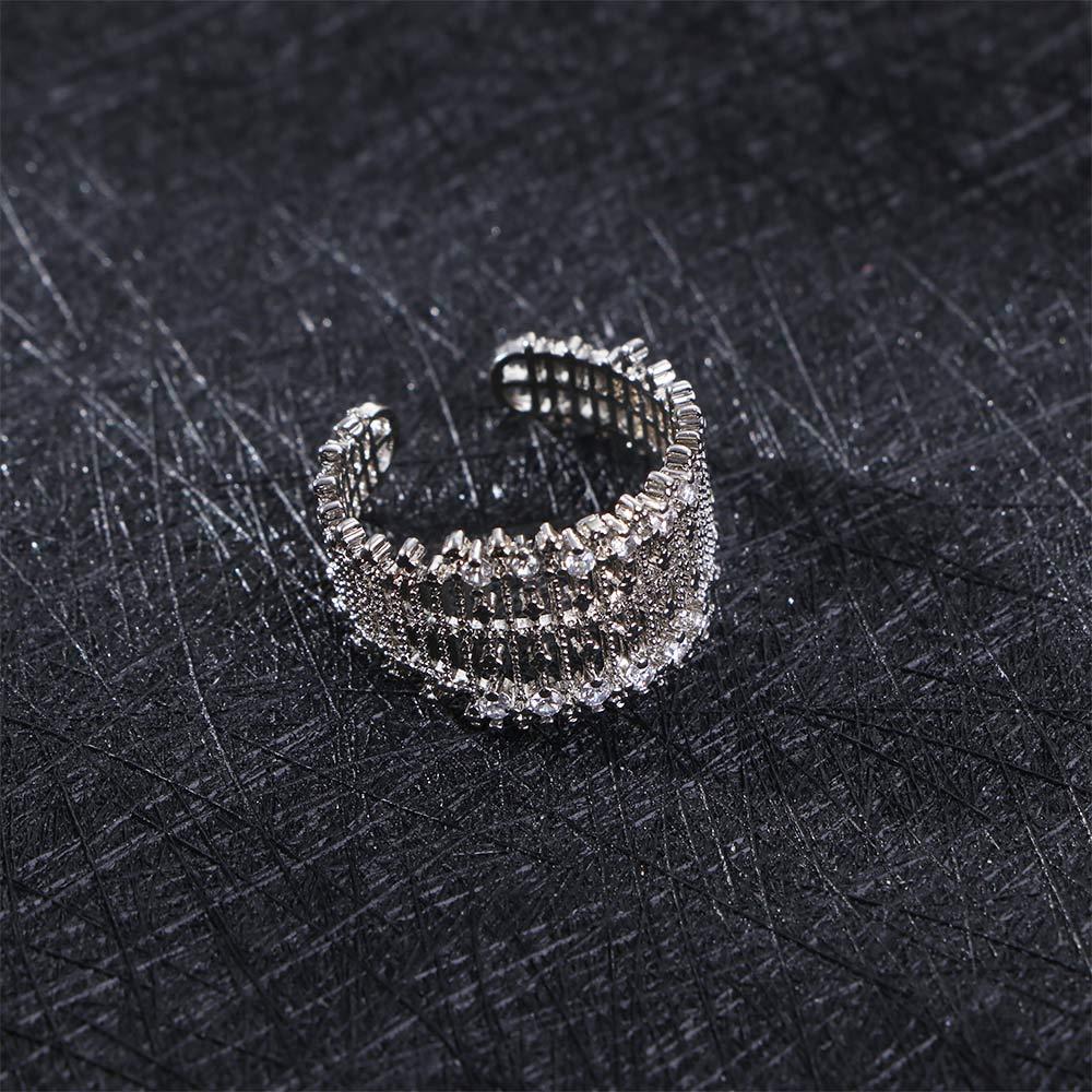 Punk Style Rhinestone Ring Korean Style Ring Opening Adjustable Ring Female Finger Ring