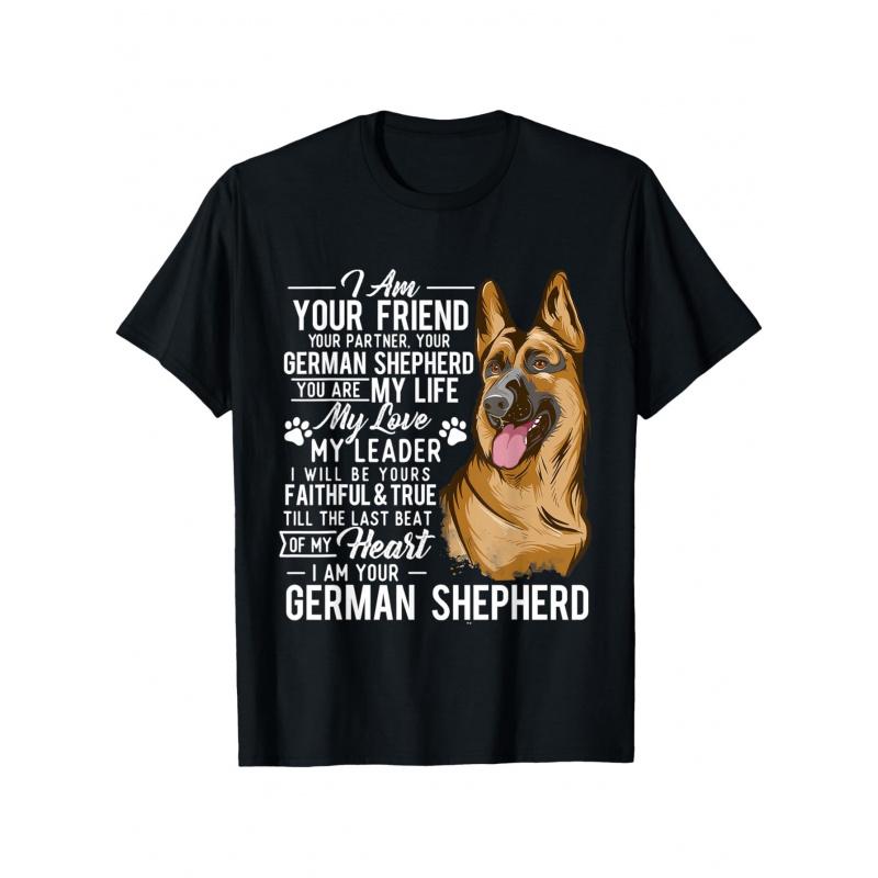 Men'S German Shepherd Owner T-Shirt - German Text & GSD Dog Breed Design with German Shepherd Phrases, Loose Fit Casual Shirt for GSD Lovers, Funny