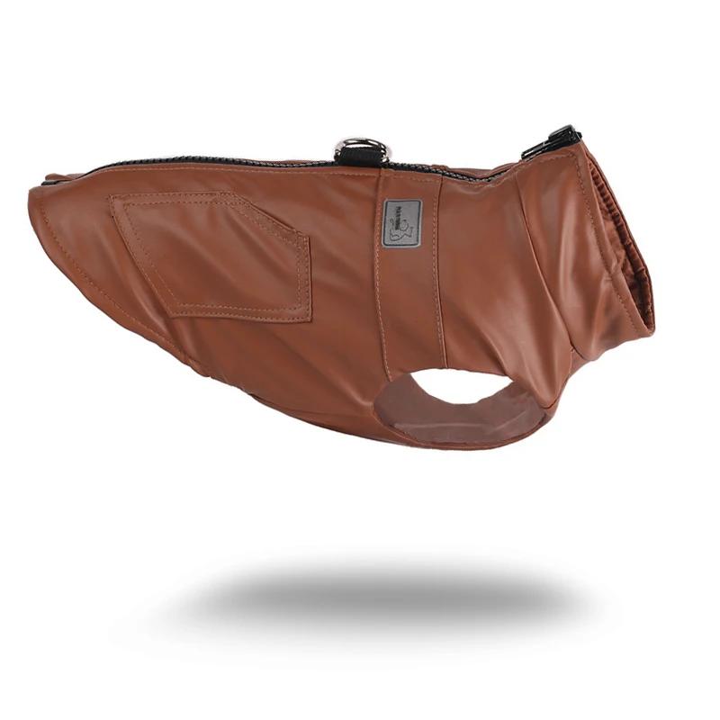 

Кожаная куртка для собак, жилет, зимняя теплая одежда для собак, водонепроницаемая, для маленьких и средних собак, хлопковое пальто, одежда для чихуахуа, одежда для домашних животных S коричневый