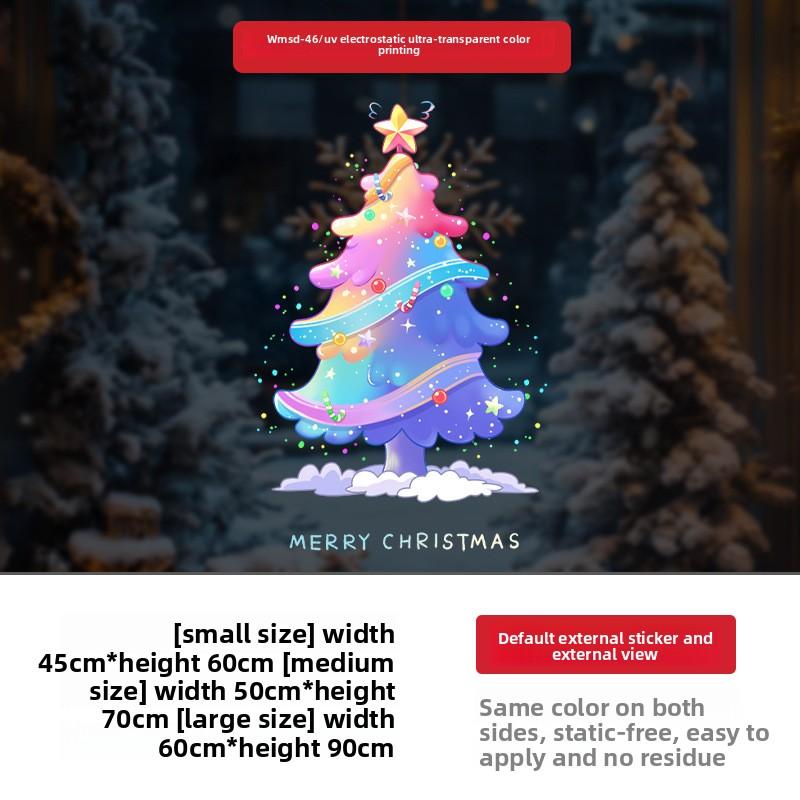 

Разноцветные елочные украшения, витрины магазинов, атмосфера торгового центра, стеклянные двери, наклейки и украшения для окон Small 45 * 60CM