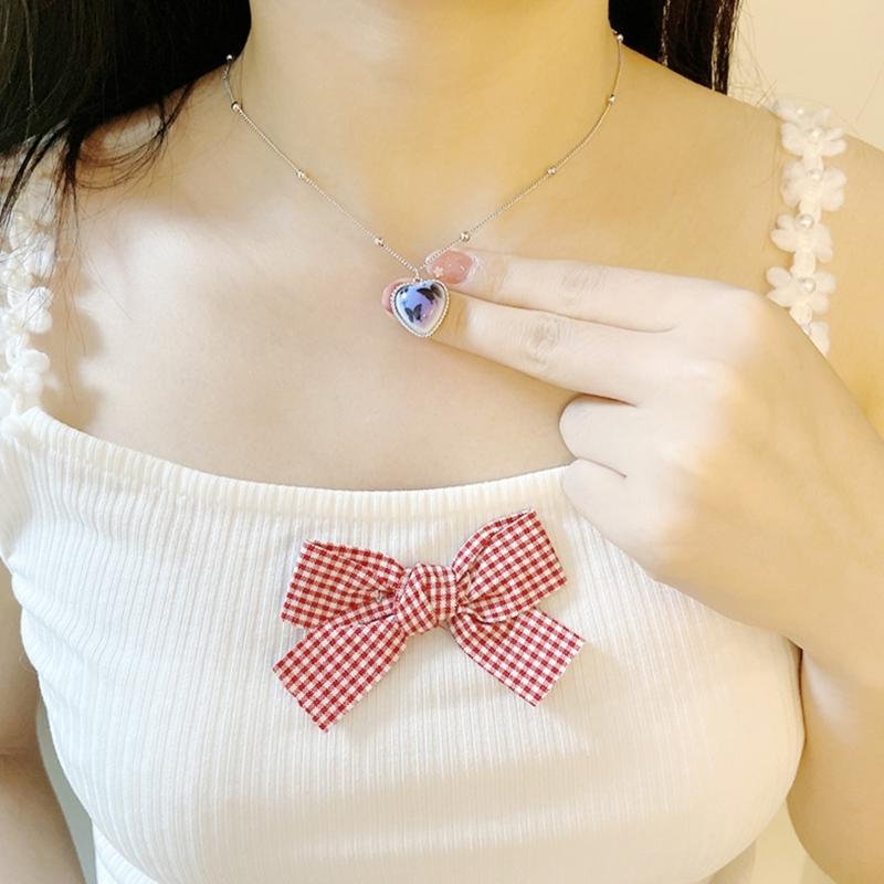 Colorful Butterfly Rabbit Collar Chain Cute Heart Pendant Necklace for Girls Sweet Heart Clavicle Chain Jewelry Women