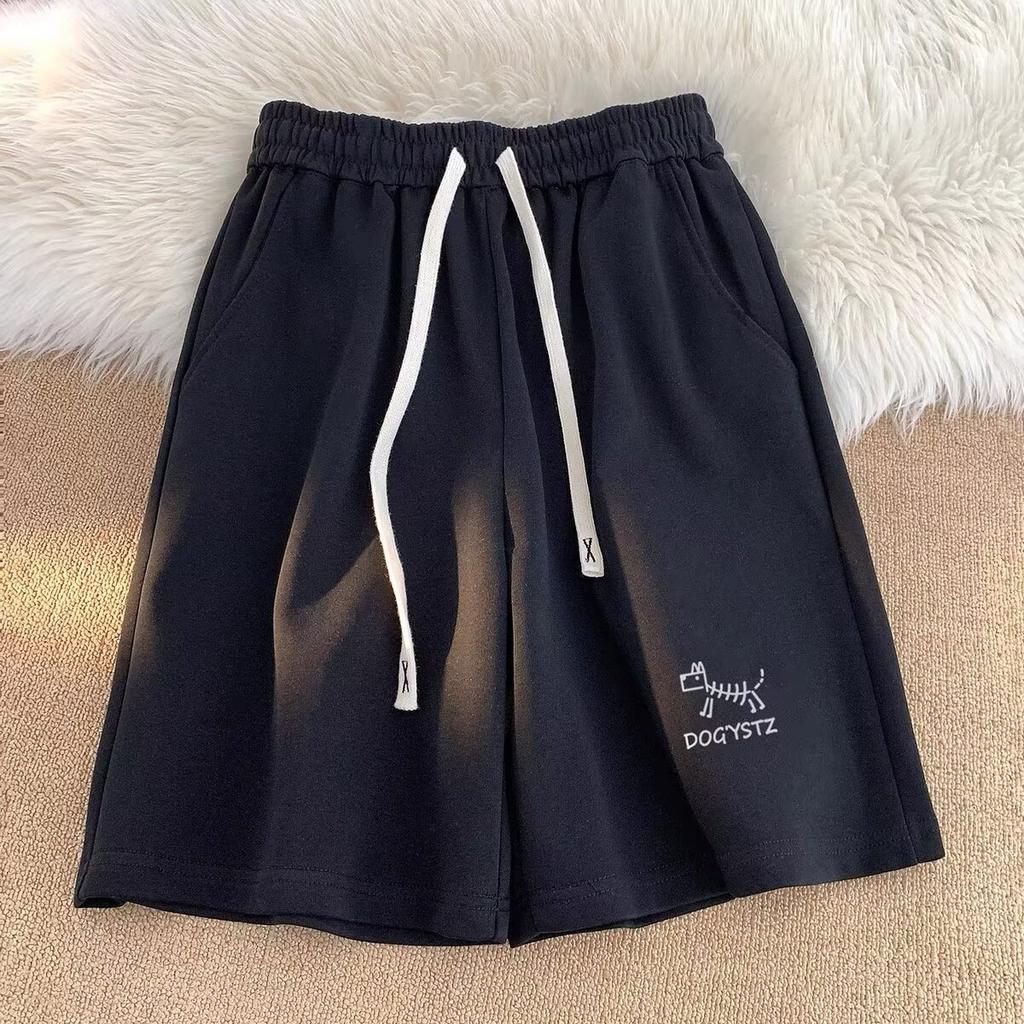 Retro Simple Shorts Men's Summer Teenager Versatile Print Loose Casual Centre Pants