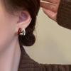 Wine Red C-shpaped Stud earrings for women curved crystal luxury wedding ear decoration female small earring