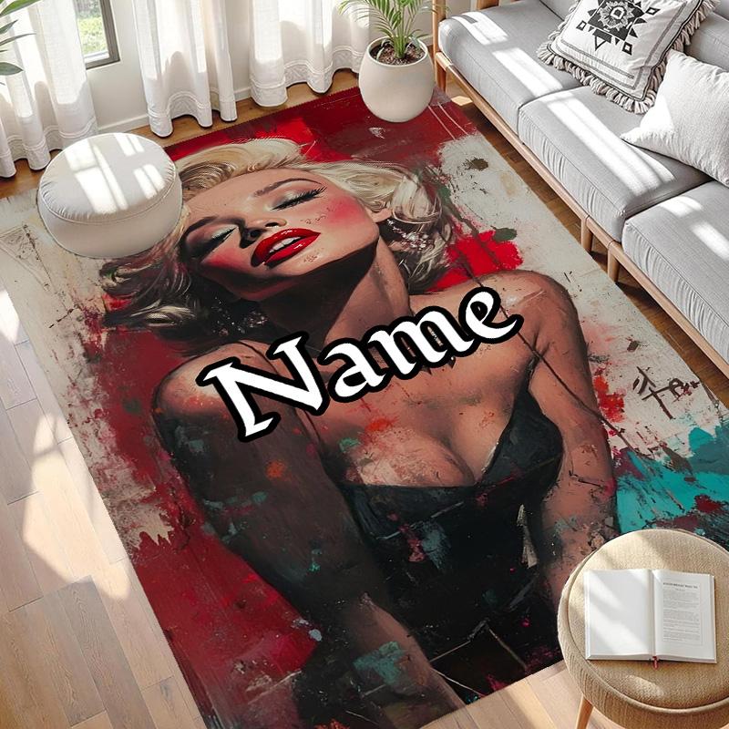 Custom Name Personalized Marilyn Monroe Print Carpet, Versatile Home Decor Rug, for Playroom, Apartment, Balcony, Entryway, Hallway Gift