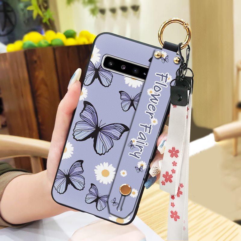 Phone Holder Oil Painting Phone Case For Samsung Galaxy S10 5G/SM-G977N Fashion Design Lanyard Silicone Shockproof Ring