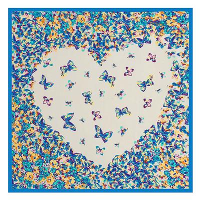 

60cm*60cm Luxury Brand Butterflies In Love With Flowers Love Print Women Twill Silk Scarf Small Square Scarves Headband