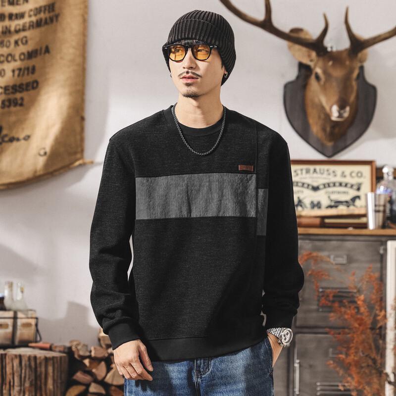

Jie Lei Nuo Men s Retro Color Block Fleece Sweatshirt 2XL