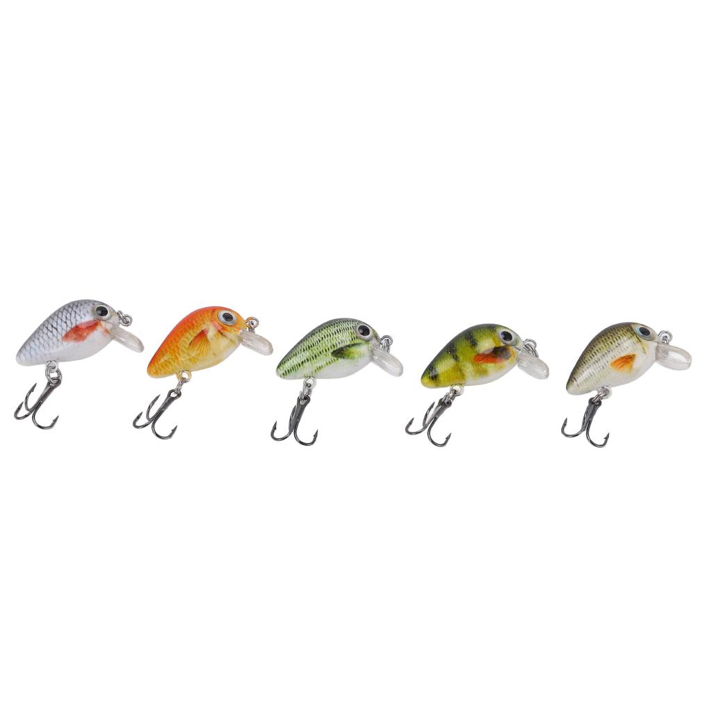 5 Pcs Mini Fishing Lures Crankbait Realistic Fishing Hard Baits Kit with Box for Sea Water and Fresh WaterType 3