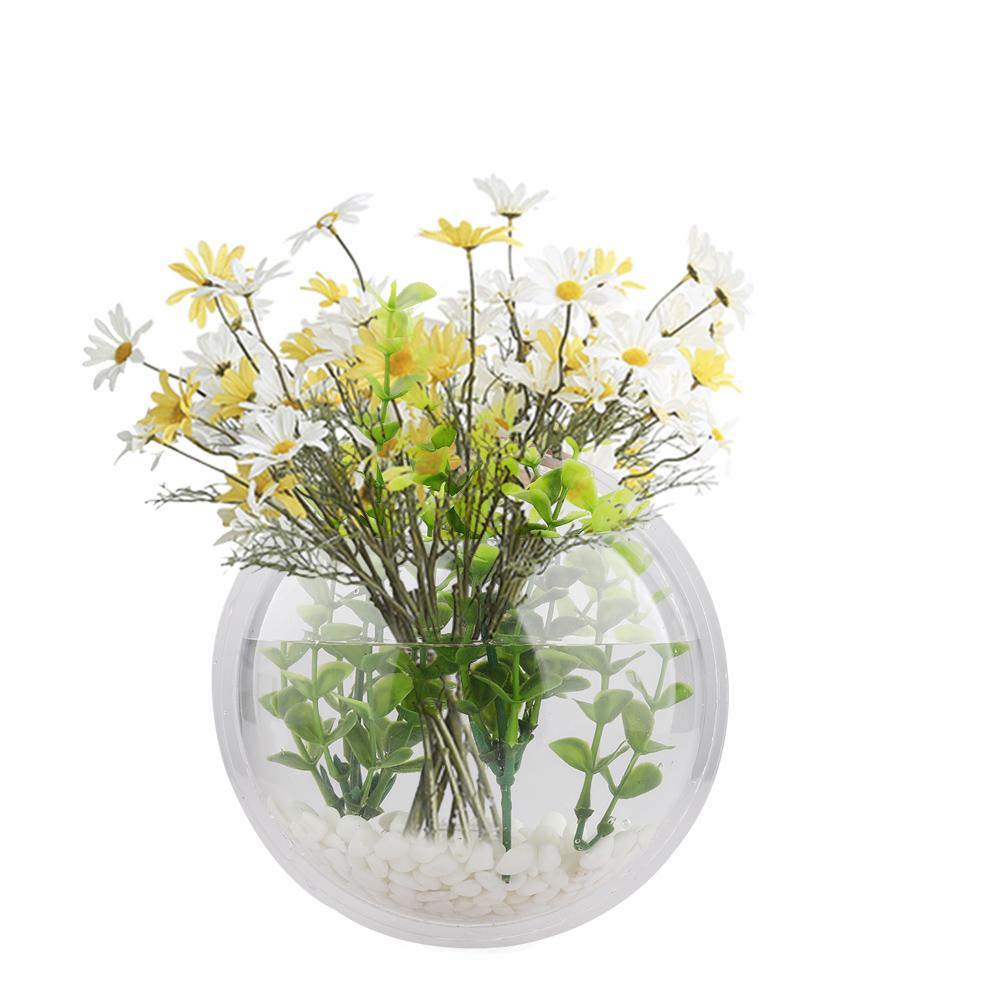 Home Semicircular Wall Hanging Vase Acrylic Hydroponic Terrarium Fish Tank Plant Flower Home Decor Wedding Decoration