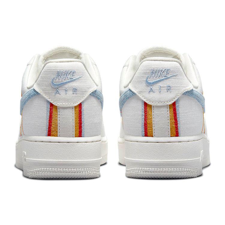 Nike Air Force 1 Low Sail Denim Swoosh Women Sneakers Cream Light-Armory-Blue Chili-Red DJ4655-133
