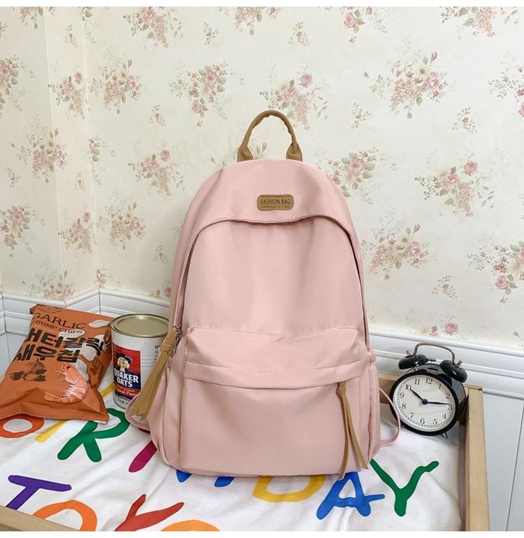 Solid Color Backpack Junior High School Backpack Simple Large Capacity Backpack