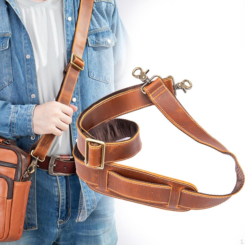 Läderpåse Axelrem, Avtagbar Crossbody-rem med Metallkrok för Portfölj, DIY