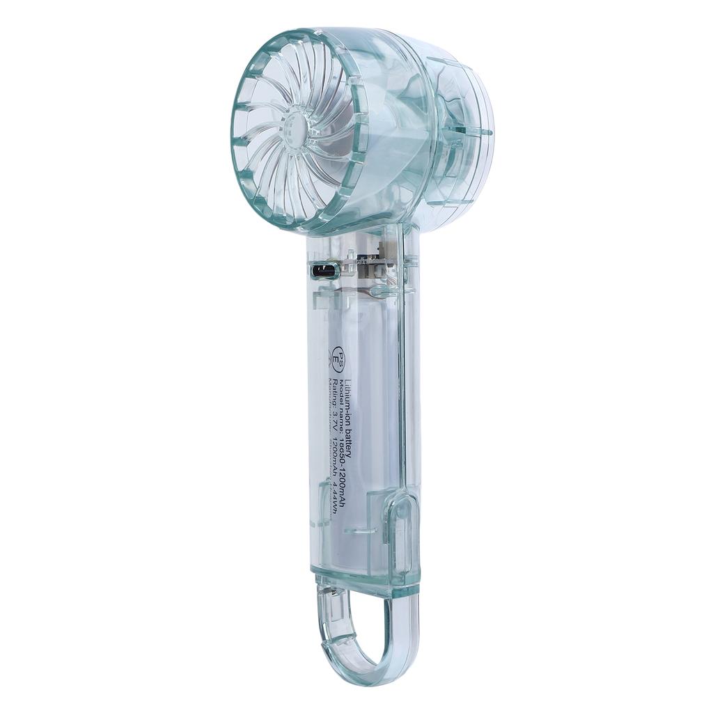 Transparent Handheld Fan 3 Speed Low Noise USB Rechargeable Transparent Hand Desk Fan with Hook for Outdoor