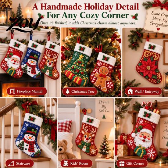 Hanging Ornaments for Fireplace Faux Diamond Painting Christmas Stocking Kit, DIY Acrylic Ornament Craft Holiday Crafts Adults Kids Adults,