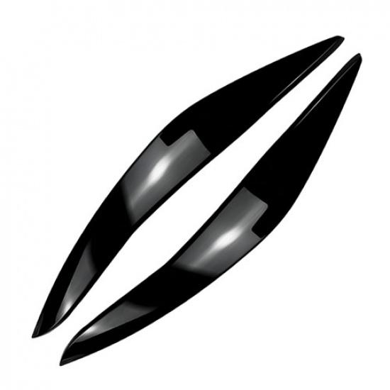 Front Headlight Eyelids Eyebrow Cover Gloss Black For BMW 5 Series F10 F11 11-14