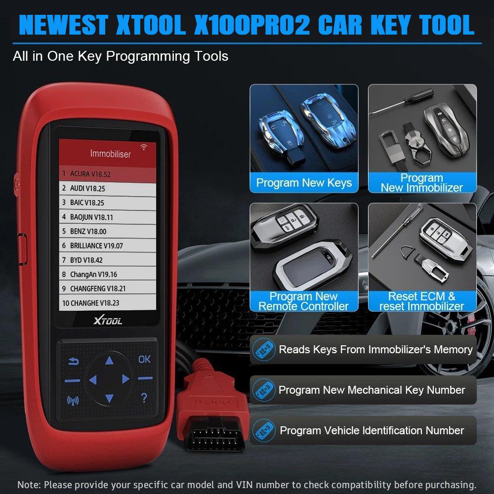 Stoc SUA UE XTOOL X100PRO2 Programator Chei Auto Instrument Service Immo Resetare Scanner Citire Coduri OBD2 cu EEPROM Utilizare Gratuită pe Viață
