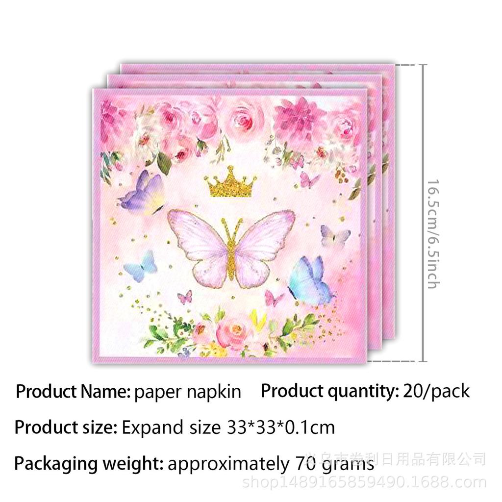 Butterfly Theme Party Supplies Party Decoration Windshield Flag Disposable Tableware Paper Plate Paper Cup