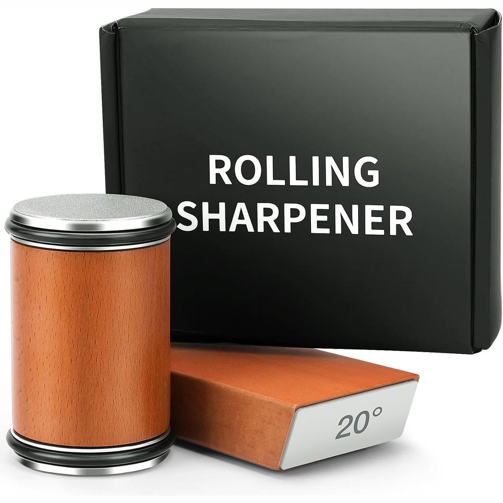 Rolling Knife Sharpener For Straight Edge Knife Sharpener Kit With 15/20° Degree Magnetic Angle For Kitchen Knives Whetstone Set