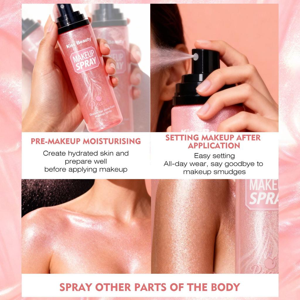 Kiss beauty pearl powder quicksand powder glitter spray waterproof and long-lasting sweat-proof setting