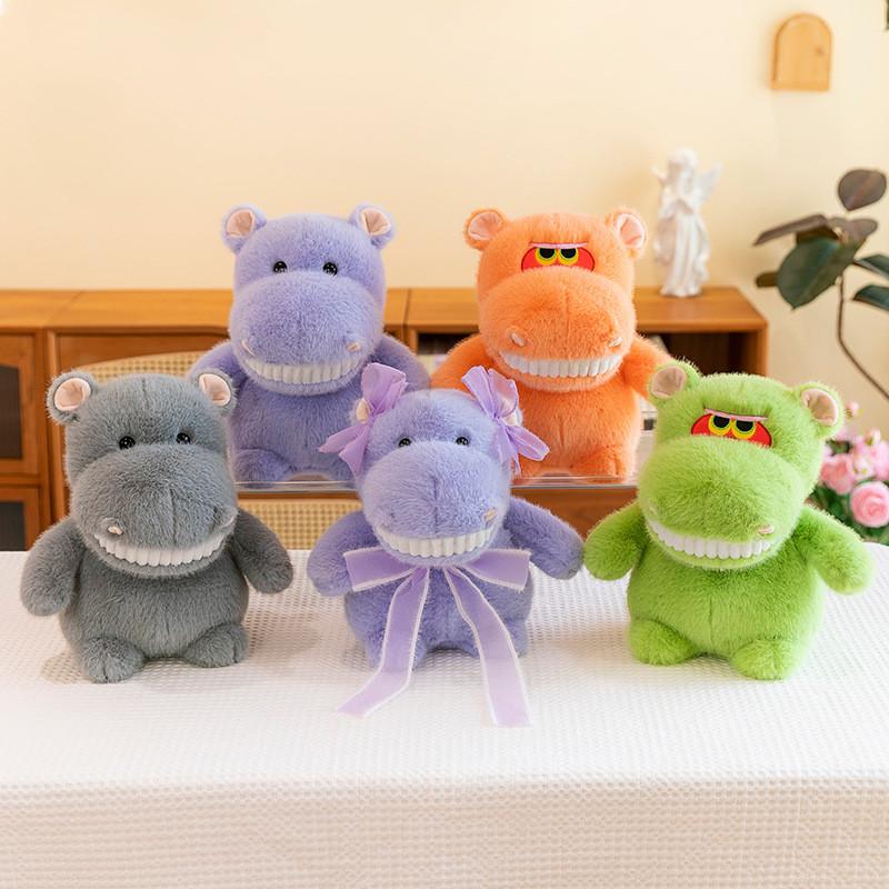 Cute Hippo Plush Toy With Bow For Kids Bedroom Decor Characters Included)
