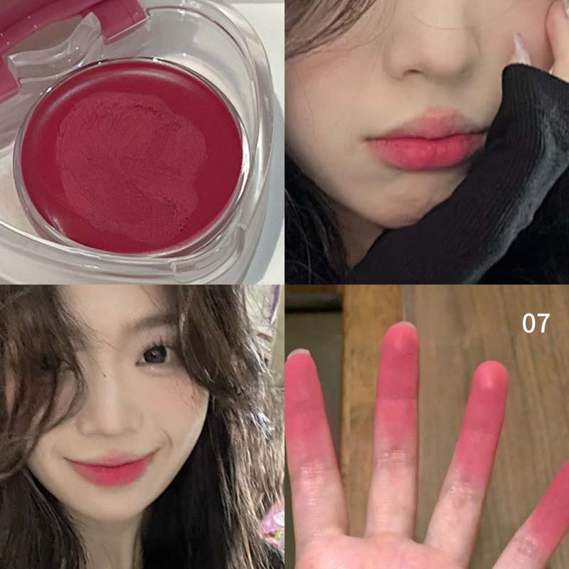 HERORANGE Lip and Cheek Dual-Purpose Lip Mud Lipstick Natural All-match Matte Monochrome Blush Cream with Brush